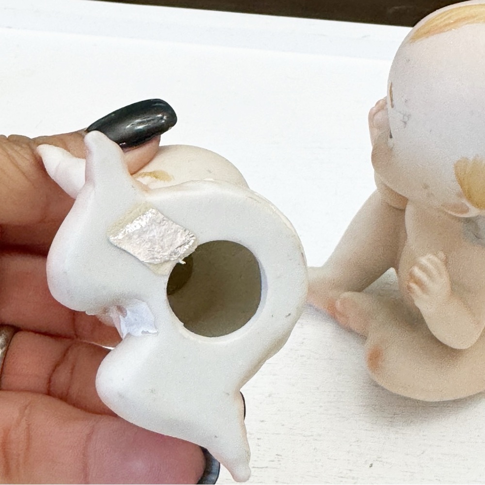 Vintage Lefton Old Porcelain Kewpie Baby Dolls Pouty & Smily Set of Two - Picture 8 of 14